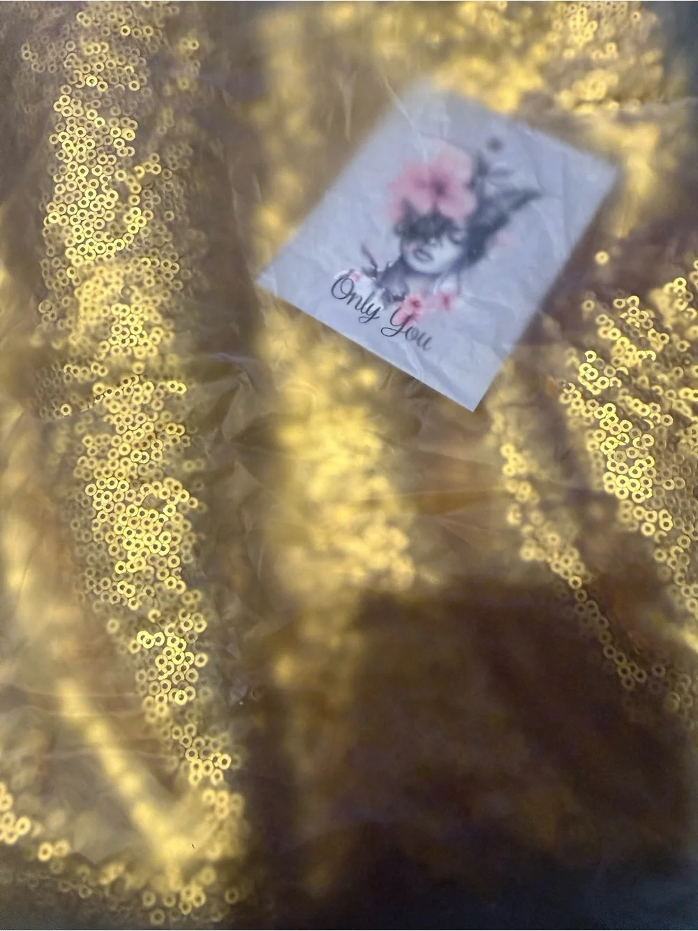 Gold Sequin Table Overlay for Events